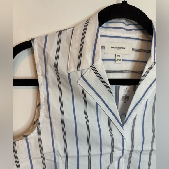 Nwt Banana Republic Striped Sleeveless Cotton Poplin Blouse - Picture 7 of 7